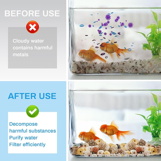 Timgle 3 Bags Aquarium Filter Media Bio Balls Ceramic Rings Set 1500 g Total