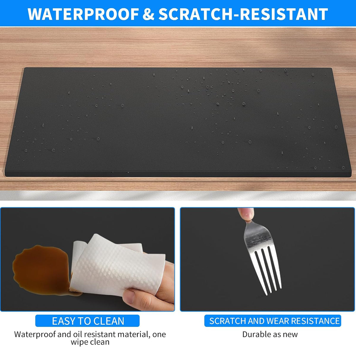 Desk Mat with Edge Protector for Keyboard and Mouse, Desk Pad with Lip