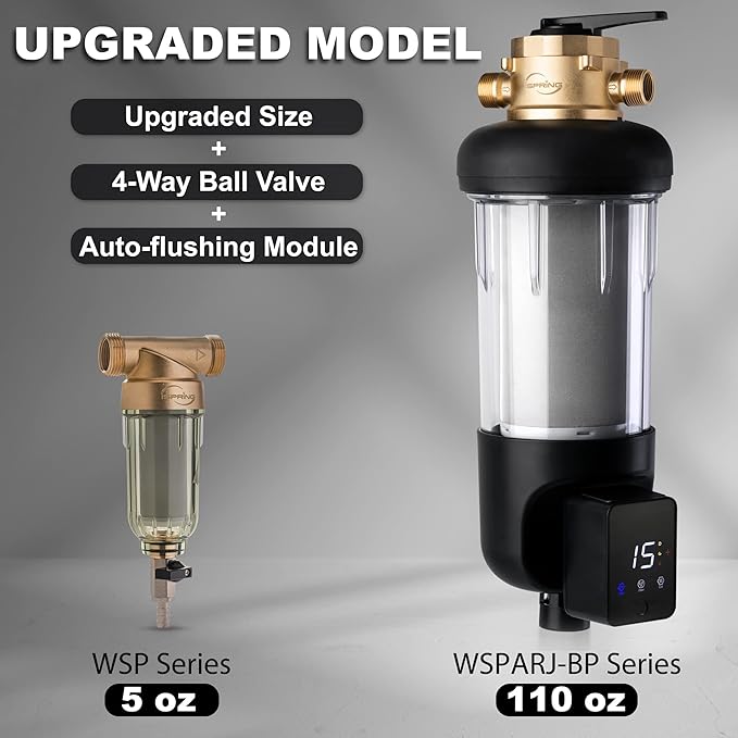 iSpring WSP50ARJ-BP Whole House Prefilter, Spin-Down Sediment Water Filter
