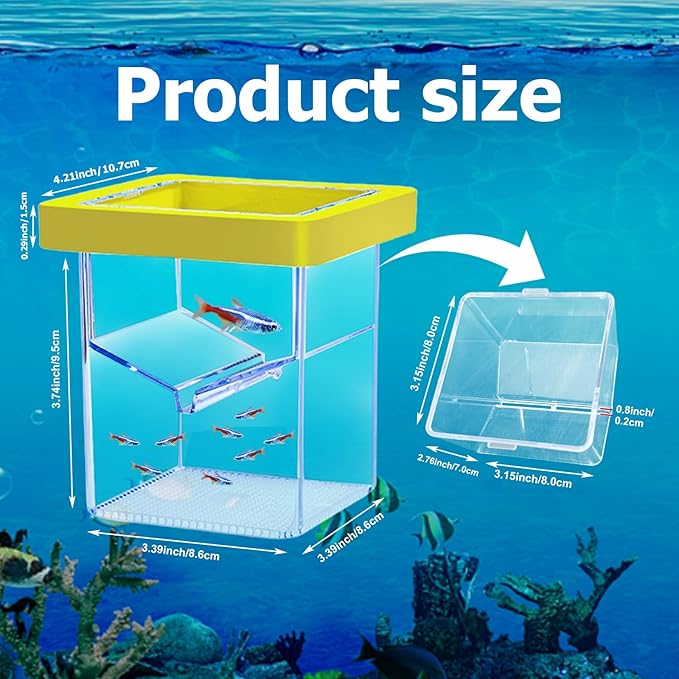 Floating Fish Breeding Isolation Box for Aquarium Tank, Acrylic Isolation Box for Baby Fish, Clownfish, Betta Eggs
