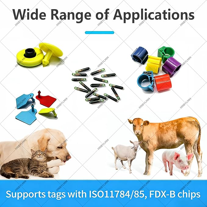 Animal Ear Tag Scanner with LCD Display, 134.2 KHz Handheld Pet Microchip Scanner Reader for Dog/Cat/Pig/Animal, Storage Up to 20000 Datas, Read Time > 100ms, Support FDX-B/HDX/EMID Tags