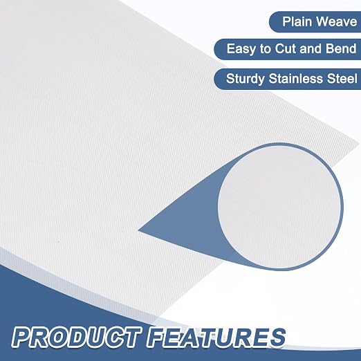 uxcell 250 Mesh 118" x 10" Woven Wire Mesh, 316 Stainless Steel Air Vent Filter