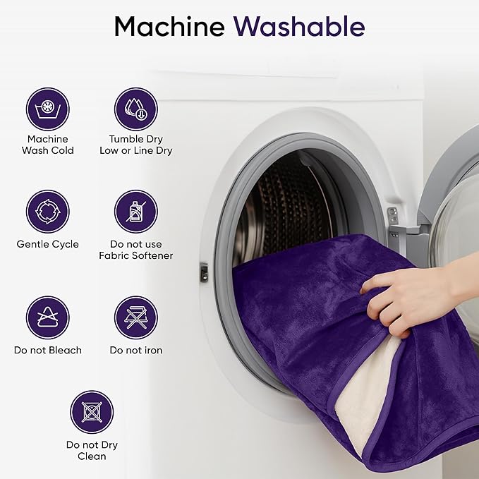 Waterproof Pet Blanket, Liquid Pee Proof, Sherpa Fleece Protector – Pet Hair Resistant Water Proof Bed Cover for Dogs Couch Sofa Car Bedding Comforter (Purple, 60"x80")