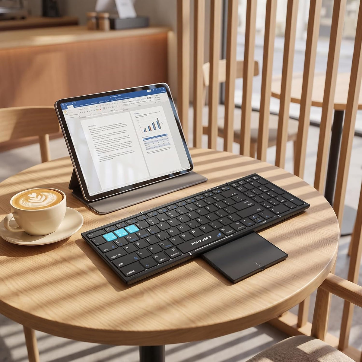 Foldable Keyboard with Touchpad,Numeric Keypad,3 Devices (2.4G+BTx2)