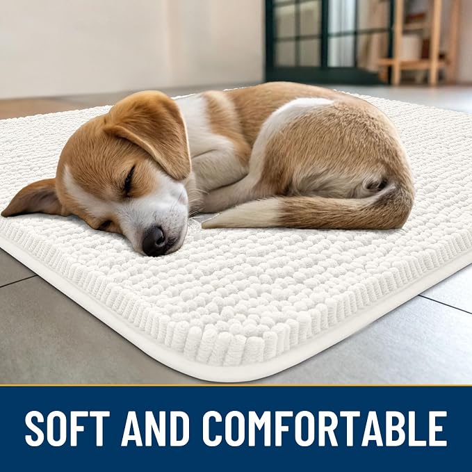 Smiry Dog Door Mat for Muddy Paws 30x20, Absorbent Dirt Trapper, Non-Slip