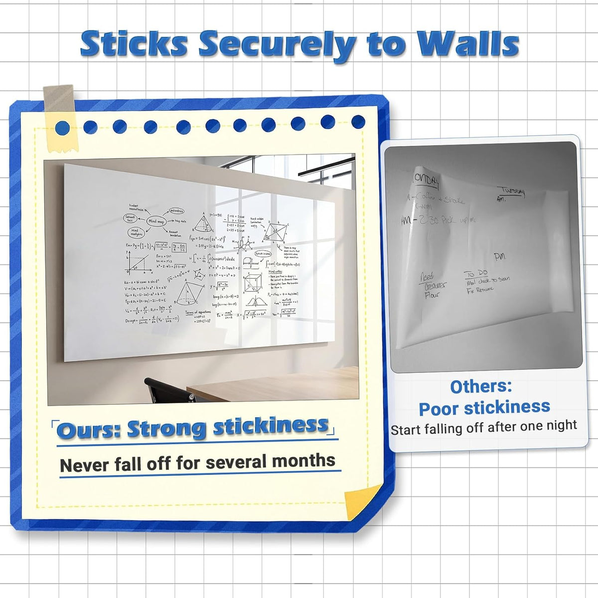 AFMAT WS23 Dry Erase Board Sticker, 48 x 36 inches White Board Wallpaper, Dry Erase Sticker for Wall, 4' x 3' Peel and Stick Whiteboard Contact Paper, Adhesive Whiteboard Roll, No Ghost, 4 Markers