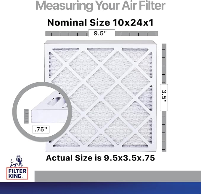 Filter King 10x24x1 Air Filter | 4-PACK | Carbon MERV 8 HVAC Pleated A/C