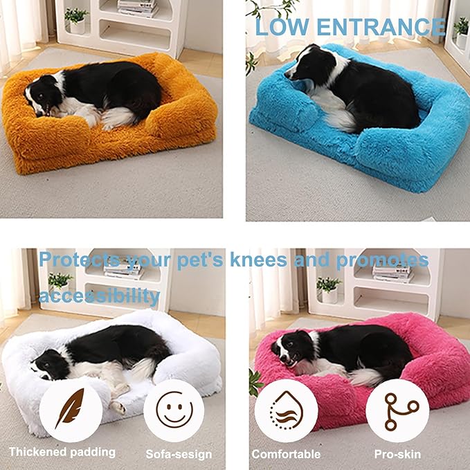 Dog Beds Large Sized dog Orthopedic, Sofa Dog Bed with Waterproof Lining and Nonskid Bottom, Rectangle Washable Dog Bed for Medium Small Dogs and Cats Comfortable ( Color : Brown1 , Size : 51 x 35" )