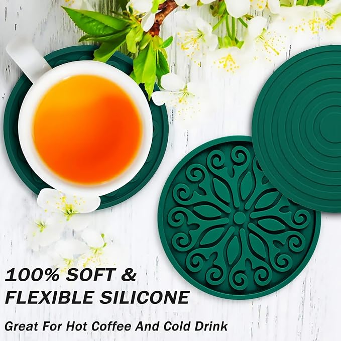 Silicone Coasters for Drinks, Resistant Reusable Drink Coasters-Great Gift for