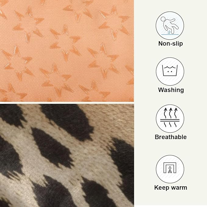 Vintage Leopard Print Dog Bed Mat Dog Crate Pad Pet Mats Cat Beds with Non-Slip Bottom Washable Soft Fluffy Kennel Beds Floor Dog Mat for Small, Medium, Large Dogs