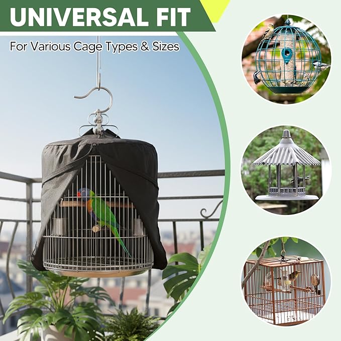 Bird Cage Cover Birdcage Cover Protector Washable Sunproof Dustproof Windproof for Lovebirds Parrot Budgies Home Use Indoor, 38cmx46cm