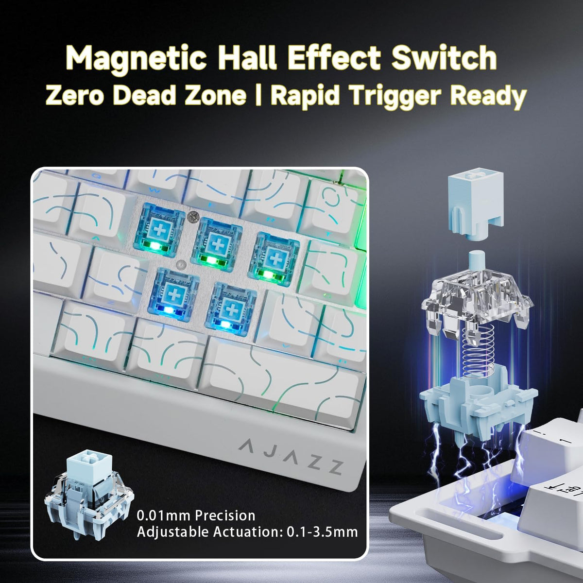 AJAZZ AK029 Wired One-Handed Hall Effect Mechanical Gaming Keypad, 29 Keys