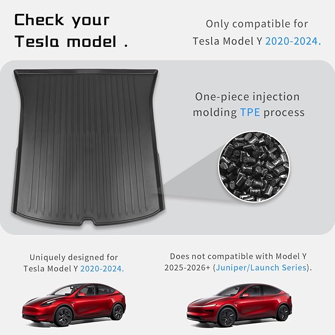 All Weather Cargo Liners for Tesla Model Y Trunk Mats,Front and Rear Frunk Trunk Tray Mats Protector 2021 2022 2023 2024 Accessories