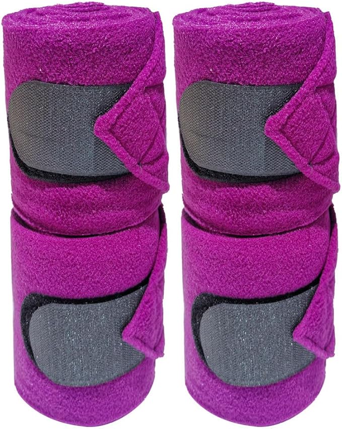 Horse Polo Leg Wraps Soft Fleece Wraps Equestrian Leg Bandage 4-Pack (Purple, Cob(8.2ft))