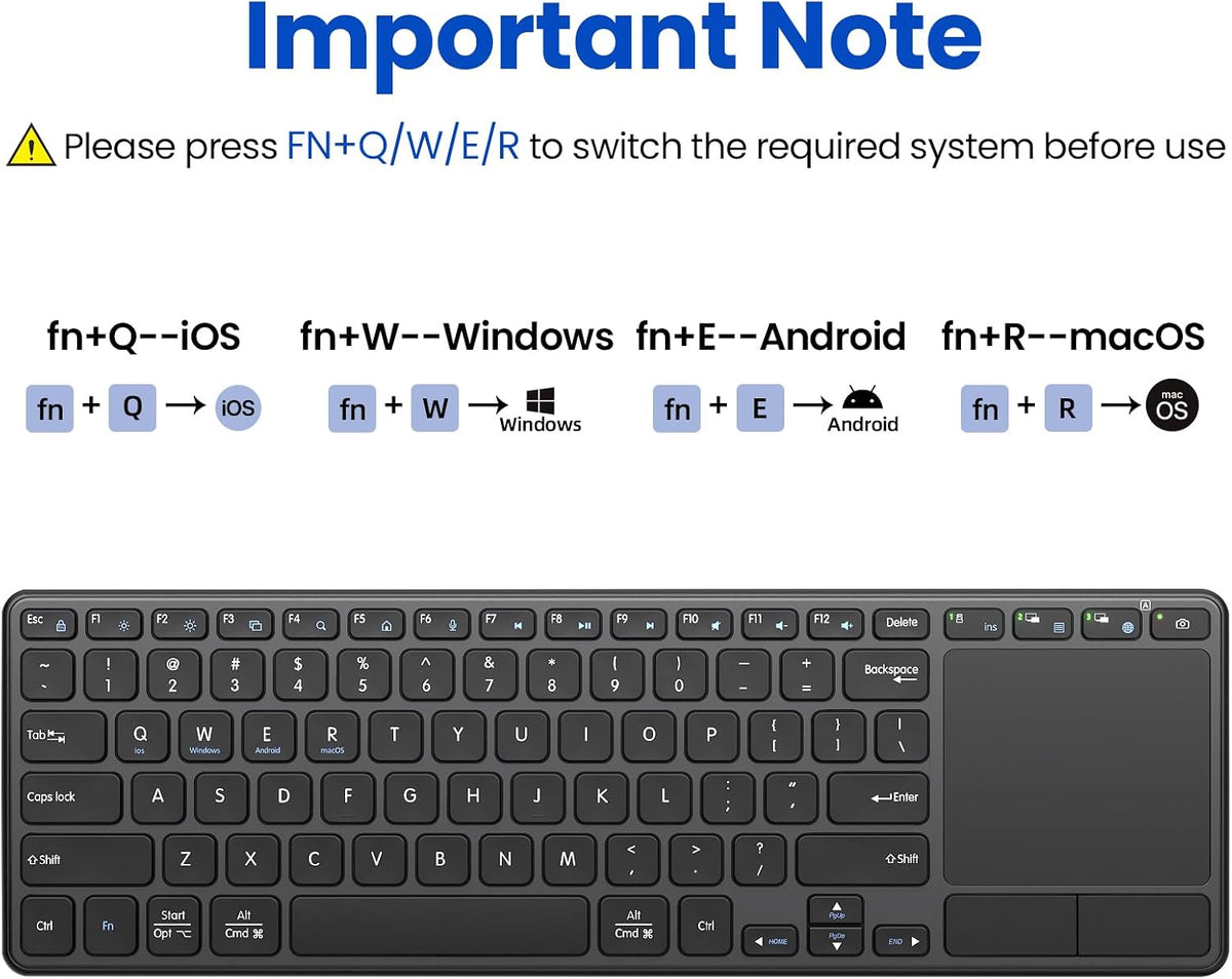 Rechargeable Wireless Keyboard with Touchpad-QWERTY