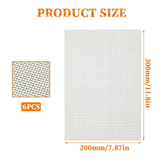 6 Pcs 12x8 Inch 304 Stainless Steel Wire Mesh Metal mesh Screen