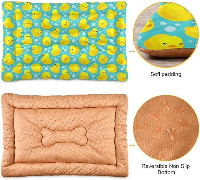 Pet Bed Yellow Duck Cartoon Dog Bed Mat Absorbing Non Slip Pad Pet Sleeping Mat for Small, Medium, and Large Dogs Puppy Cat 36 in x 24 in