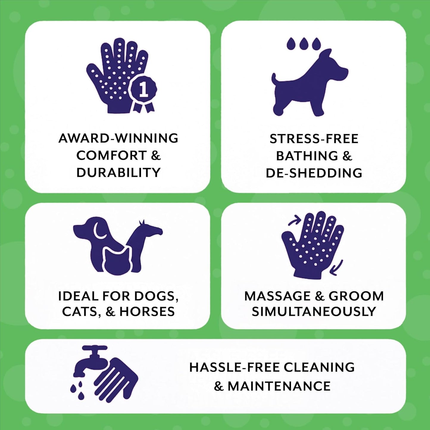 H HANDSON Pet Grooming Gloves - Patented #1 Ranked, Award Winning Shedding, Bathing, & Hair Remover Gloves - Gentle Brush for Cats, Dogs, and Horses (Red, Large)