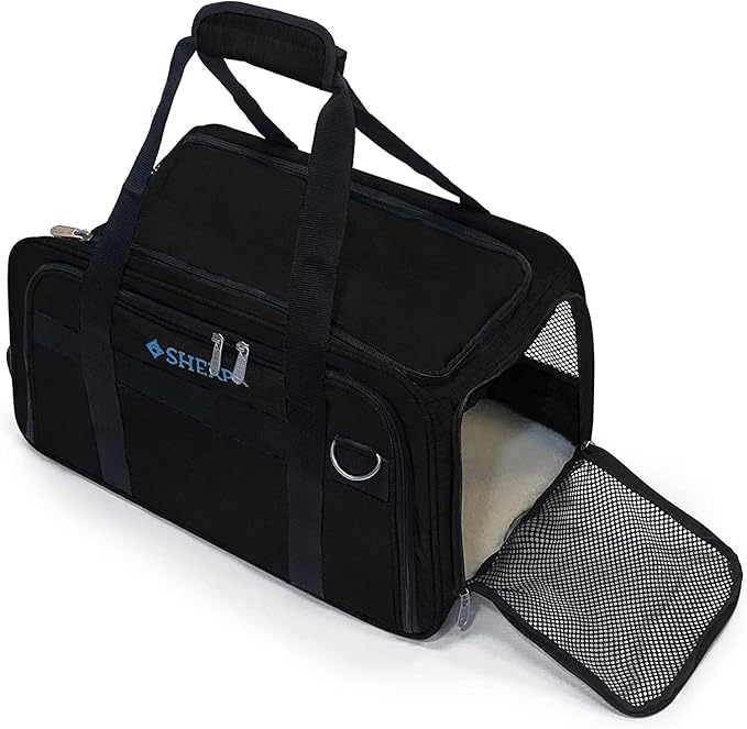 Sherpa Expandable Travel Pet Carrier, Airline Approved & Guaranteed On Board - Black, Medium