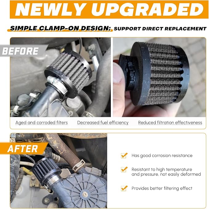 PTNHZ Universal Black Neck 1.5" 38mm Car High Flow Cold Air Intake Air Filter