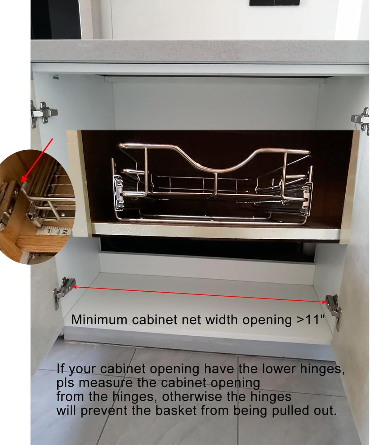 DINDON Pull Out Cabinet Organizer, (11" W x 21" D) Heavy-Duty Metal Sliding Drawer Shelf, Bathroom Under Sink Kitchen Cabinets Organizer and Storage Slide Out Shelves, Chrome, 1 Tier, 2 Pack