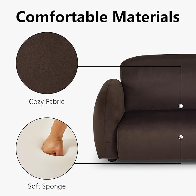 Lovupet Dog Couch with Rounded Corner Design and Anti-Slip Feet, Modern Pet Sofa for Small Medium Dogs, 5967 (Brown)