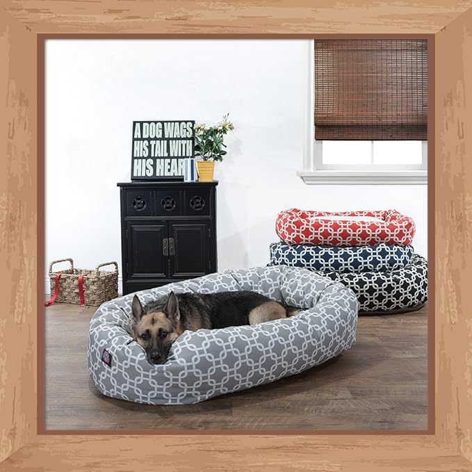 Majestic Pet 24 Inch Links Sherpa Calming Dog Bed Washable – Cozy Soft Round Dog Bed with Spine for Head Support - Fluffy Donut Dog Bed 24x19x7 (inch) – Round Pet Bed Small - GRAY