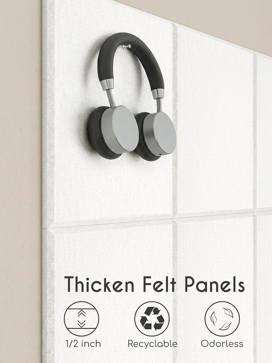 Thick Felt Pin Board Tiles 12 Pack, 11.8x11.8 Bulletin Board for Wall