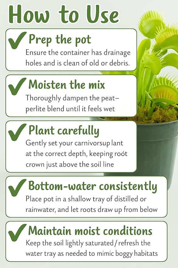 Gardenera Sphagnum Moss Potting Mix for Carnivorous Plants, Moss and Perlite Blend for Potting Venus Fly Traps, Sarracenia, Pitcher Plants - 75% Sphagnum Moss + 25% Perlite - Made in USA - 2 Quart