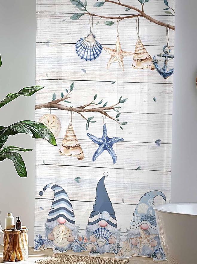 Sheer Curtains 84 Inches Long, Coastal Eucalyptus Semi Sheer Curtains Light
