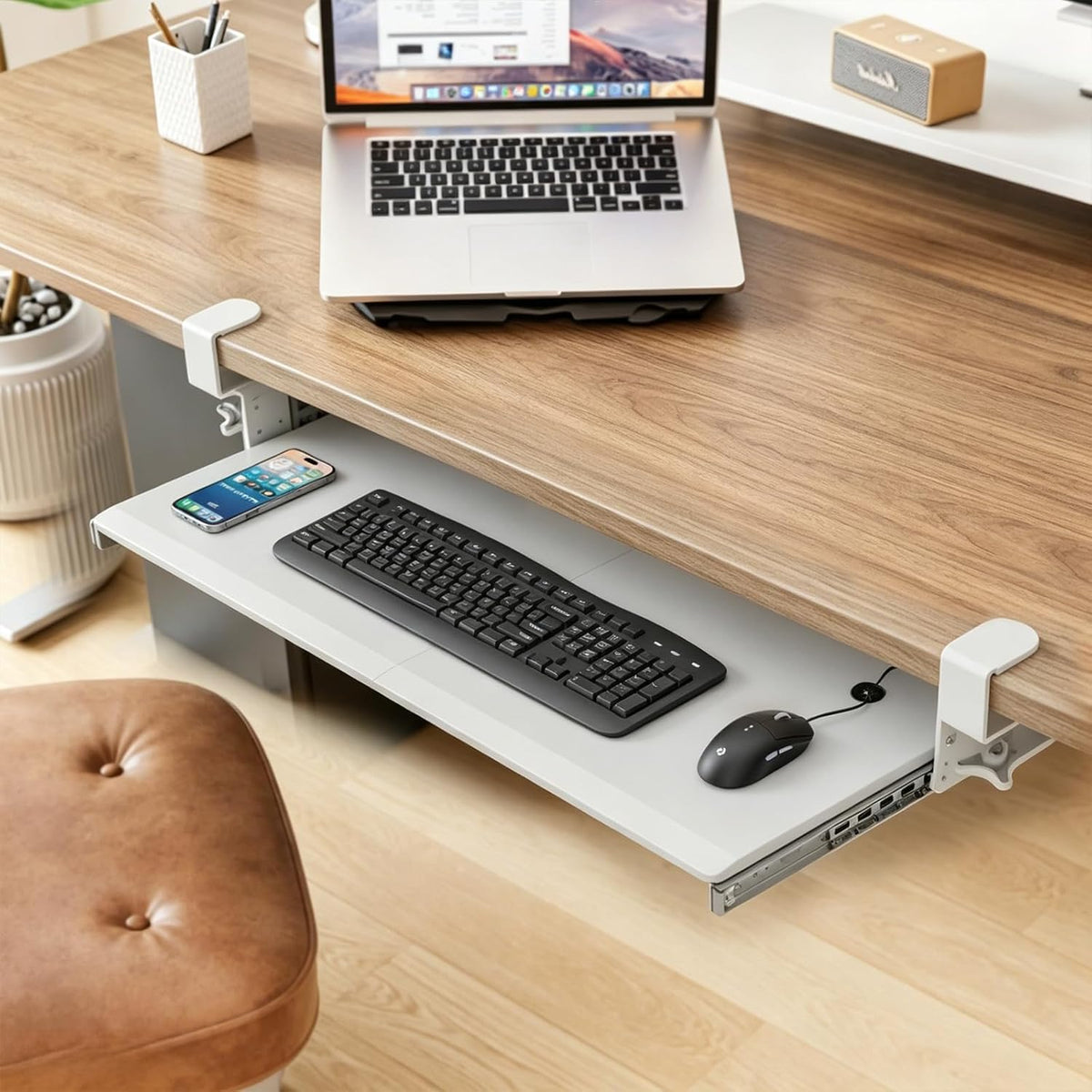 Keyboard Tray Under Desk Pull Out with Extra Sturdy C Clamp Mount System