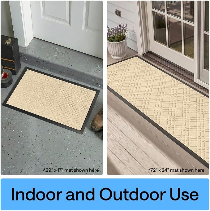 GORILLA GRIP 100% Waterproof All-Season WeatherMAX Doormat, US Designed Natural