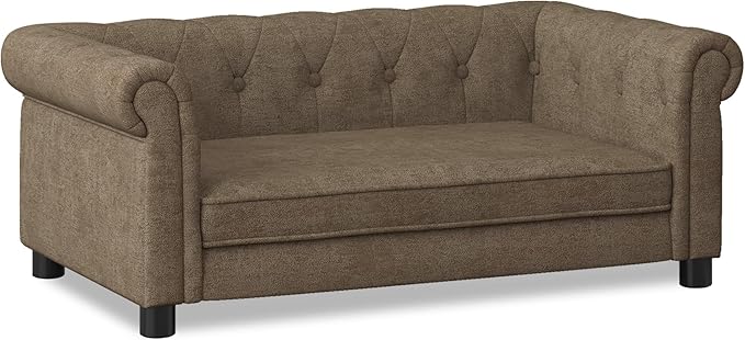 Dog Couch for Large Dogs, Elevated Durable Pet Sofa Bed, 24" W Comfortable Modern and Stylish Dog Sofa Couch with Dry Cleanable Fabric, Furniture for Medium & Large Breed (Brown)