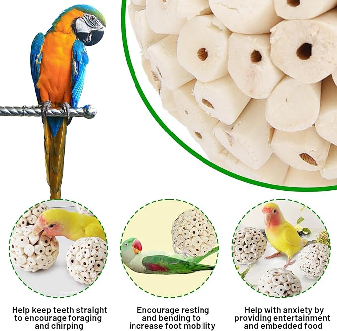 9 Pieces Bird Parrot Chew Toy Sola Balls, Natural Parrot Soft Chew Shredding & Foraging Toy, Bird Foot Balls for Cockatiel Conure Quaker Budgie Parakeet Bunny Guinea Pig Chinchilla Rabbit