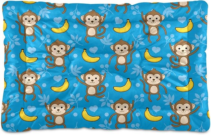 Monkey Banana Pet Bed Cute Dog Bed Mat Absorbing Non Slip Pad Pet Sleeping Mat for Small, Medium, and Large Dogs Puppy Cat 24 in x 18 in