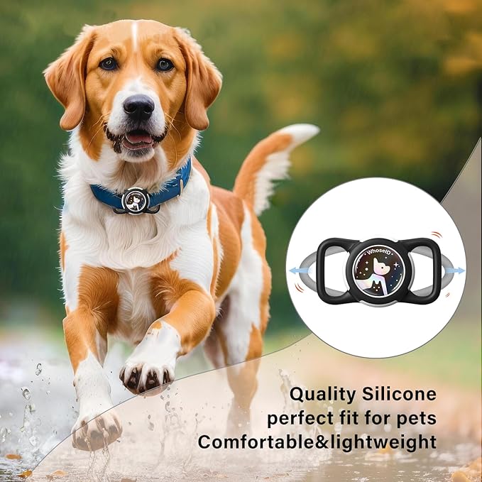 Waterproof Airtag Dog Collar Holder, Silicone & ABS Airtag Holder for Dog & Cat Collars, Ultra-Durable, Lightweight and Protective Airtag Case (Black&Pink-1, Regular)