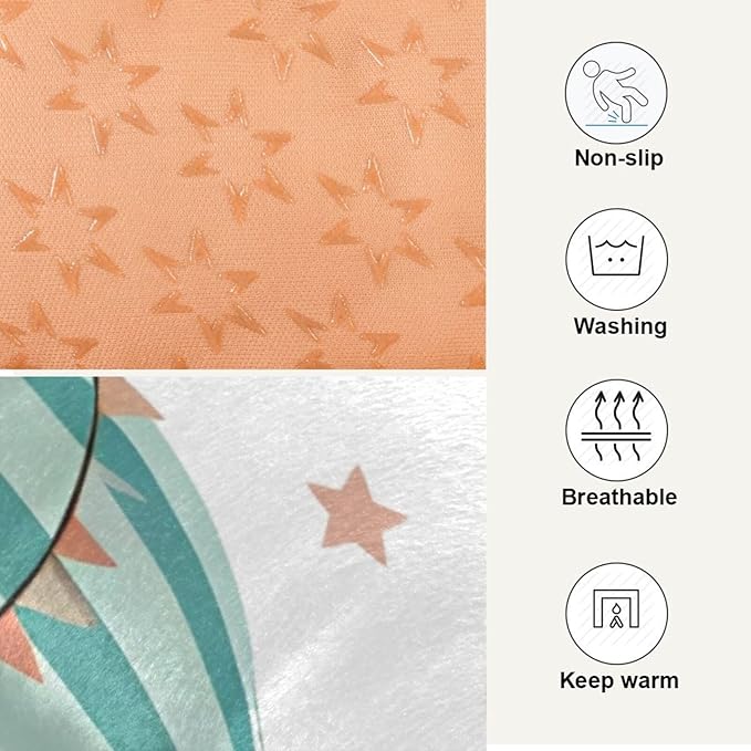 Emelivor Hot Air Balloons White Dog Cat Bed Washable Crate Pet Bed Anti-Slip Rectangle Comfortable Kennel Pads for Small Medium and Laege Dogs Cat, 24x18in