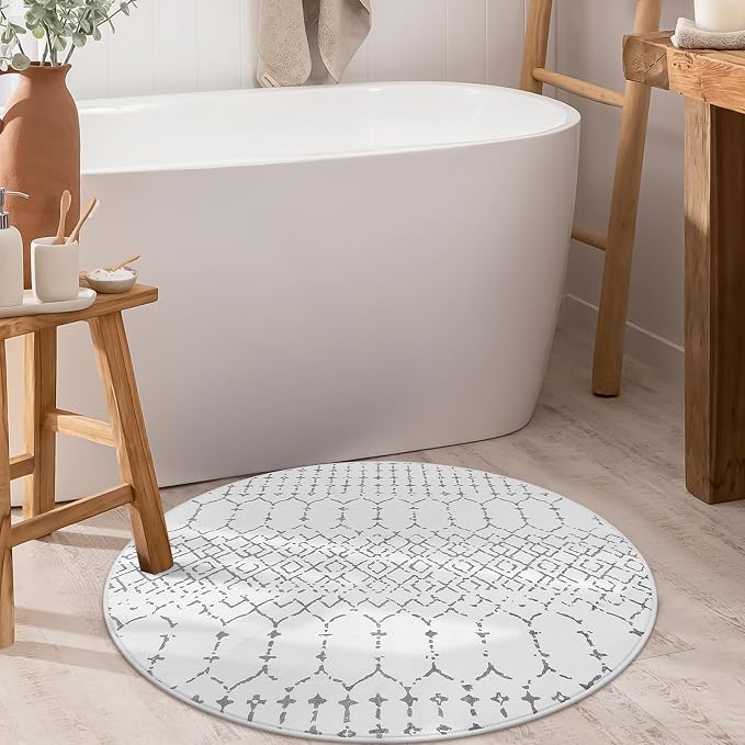 Lahome Moroccan Round Area Rug - 3Ft Round Rug Non-Slip Washable Soft Round