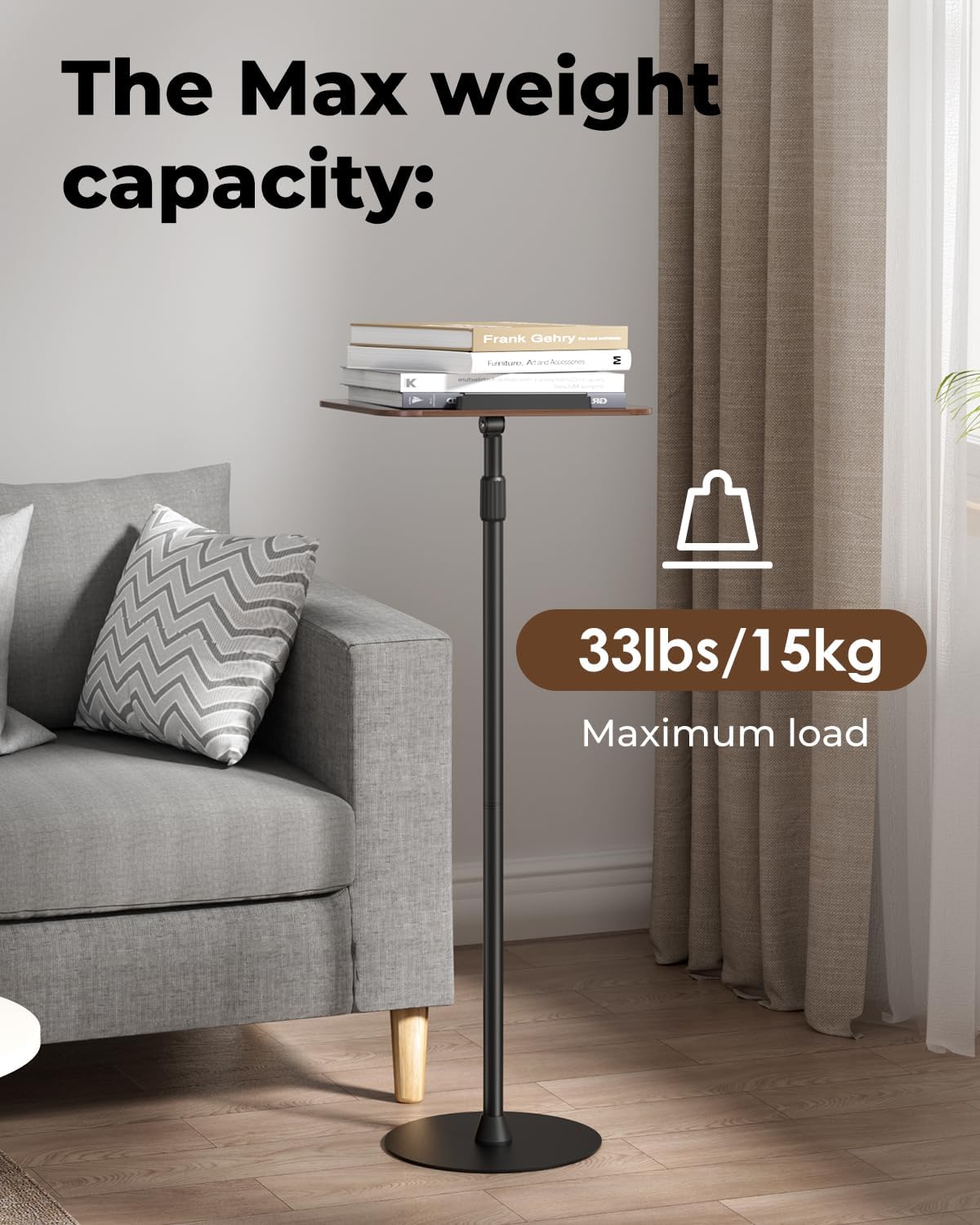 Adjustable Floor Book Stand & Book Holder for Reading, Laptop, and Tablet | Height Adjustable Standing Book Stand with Stable Base, Extendable Page Clips for Home, Office, Classroom