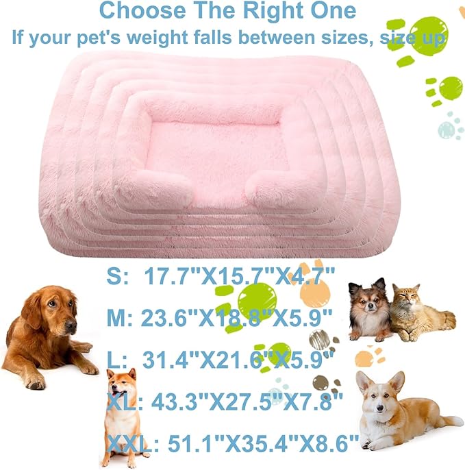 Dog Beds Large Sized dog Orthopedic, Sofa Dog Bed with Waterproof Lining and Nonskid Bottom, Rectangle Washable Dog Bed for Medium Small Dogs and Cats Comfortable ( Color : Pink3 , Size : 31 x 21" )