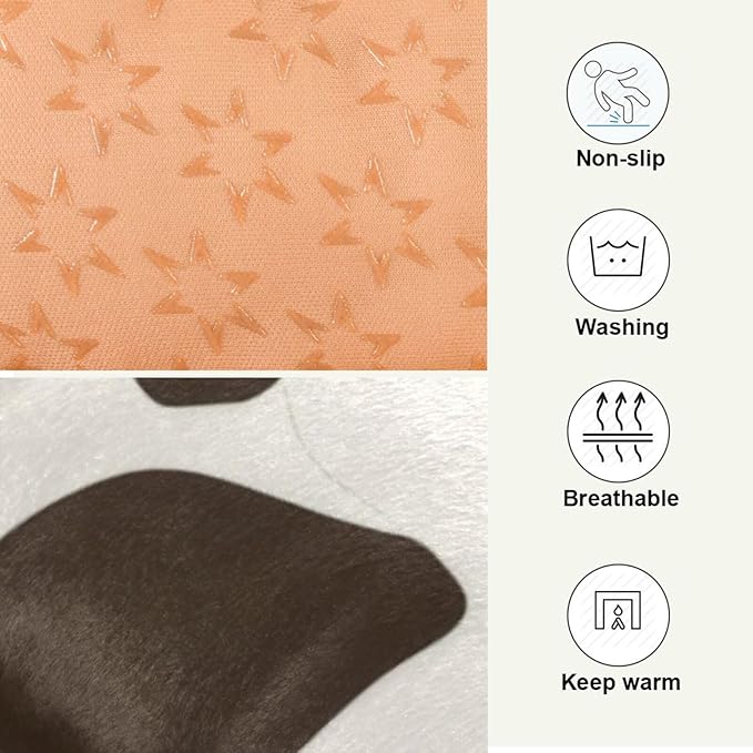 Cow Leopard Dog Bed Mat, Cat Crate Pad Non-Slip Washable Soft Fluffy Pet Kennel Floor Mat for Small, Medium, Large Dogs Cats, 36"x24"