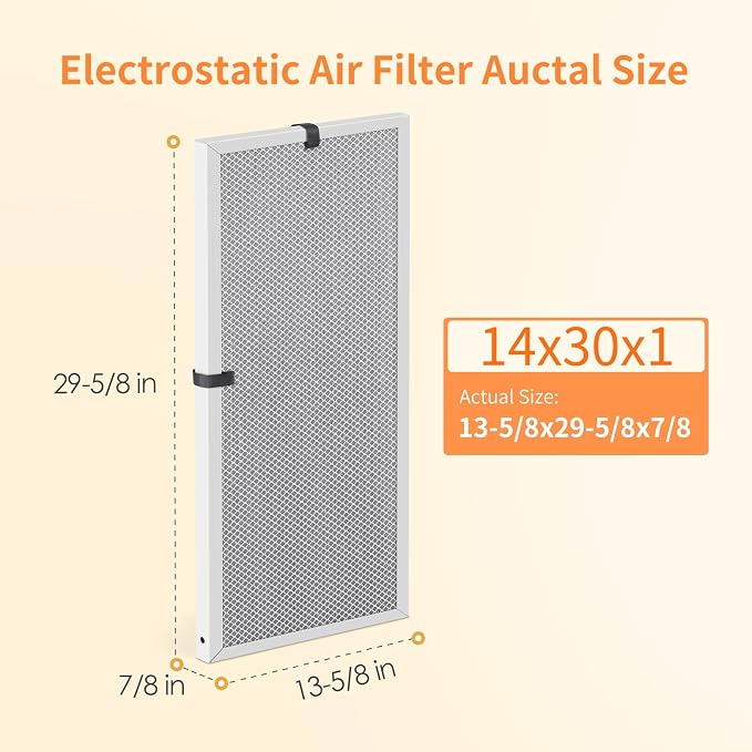 2-Pack 14x30x1 MERV 8 Reusable & Washable Electrostatic Air Filters
