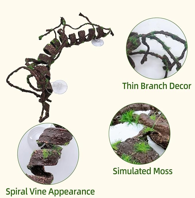 BNOSDM Reptile Jungle Vines with Leaves,Flexible Reptile Climbing Vines Branch,Chameleon Bendable Plants Tank Accessories,Pet Habitat Decor for Bearded Dragon,Snakes,Geckos,Lizards