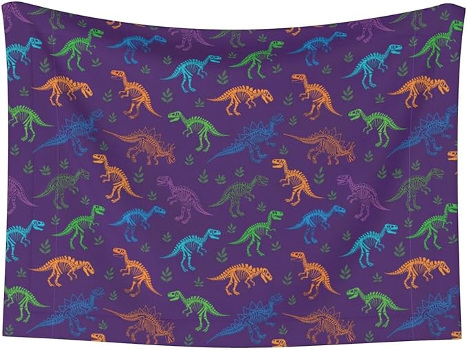 Dog and Cat Blanket in One, Cool Dinosaur Purple, Double Sided Plush Throw with Raised Dot Pattern on One Side and Flat Velvet on Other for Variety