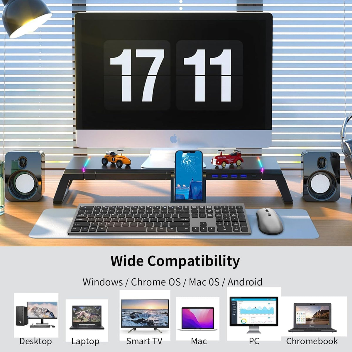 Slim Silent Full Size Wireless Keyboard Mouse Combo Grey2 Pack
