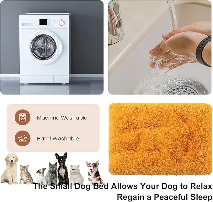 Dog Crate Mat, Dog Bed for Large Dogs, Comfy Fluffy Kennel Pad Anti-Slip for Dog beds & Furniture, Quilted Dog Bed for Pets for Medium/Small Dogs Cats (Color : Yellow, Size : 43x29)