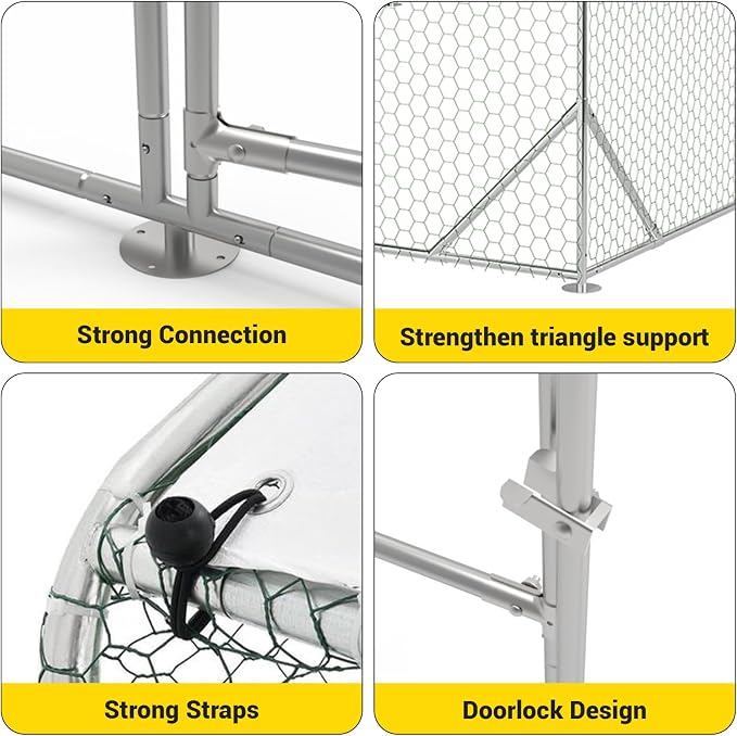 9.8X13.1x6.6FT, Large Walk in Chicken Run Pen Cage, Metal Coop Clearance