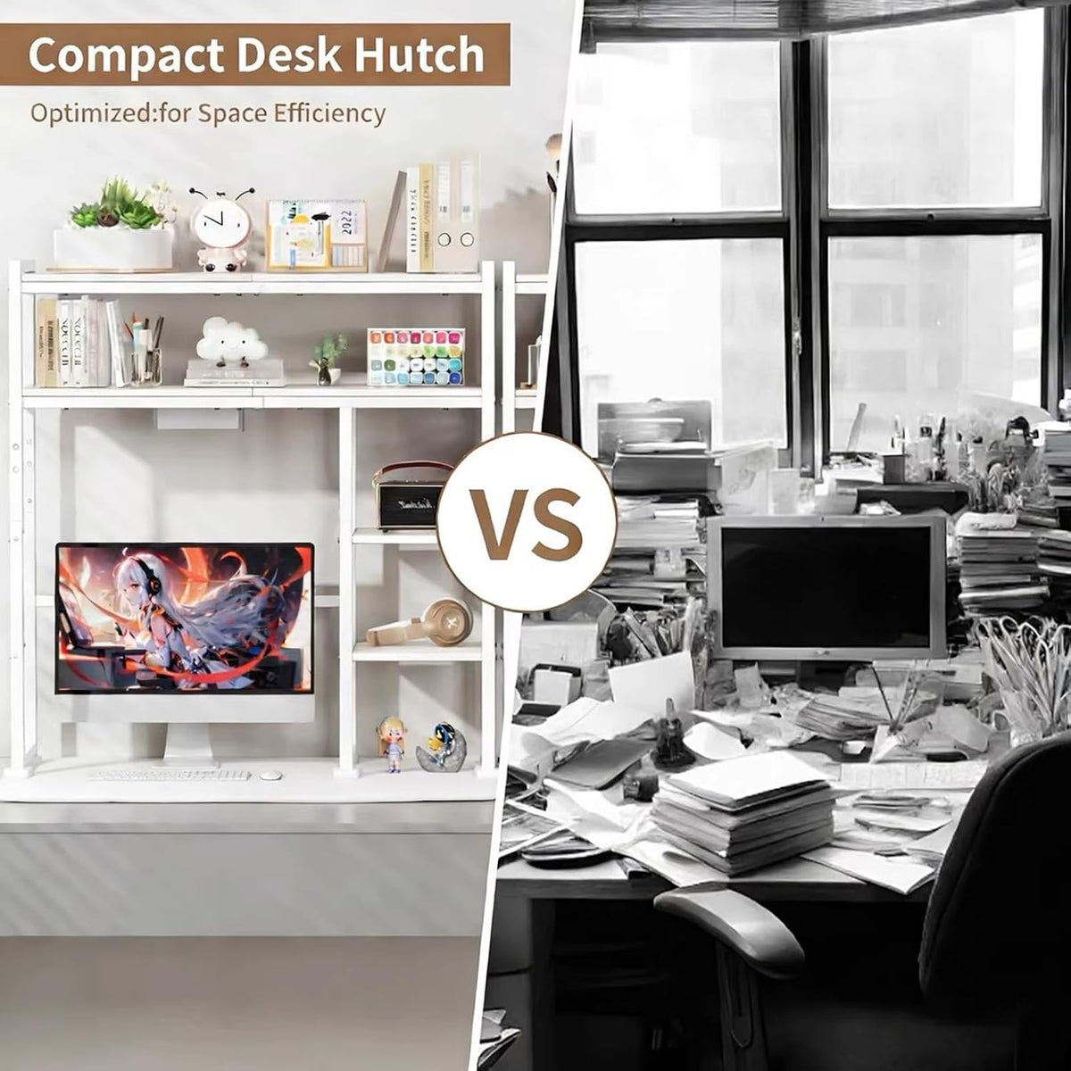 Aetheris Desktop Organizer Shelf, 30" Wooden Office Storage Rack, Display Shelf Rack, 5 Tier Desktop Display Rac, Desk Shelf, Desk Hutch for Computer Monitor