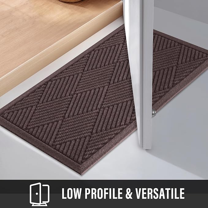 HIYARD Sturdy Front Door Mat, Absorbent Muddy Dirt Resist Welcome Door Mats