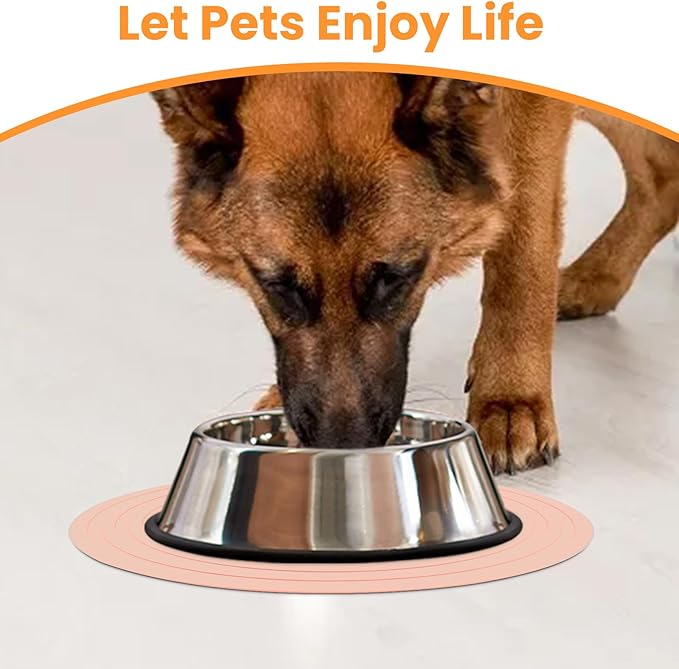 Ptlom Pet Food Mat for Dog and Cat Placemat 2 Pcs, Mat for Prevent Food and Water Overflow, Suitable for Medium and Small Pet, Silicone, 9.5"* 9.5"